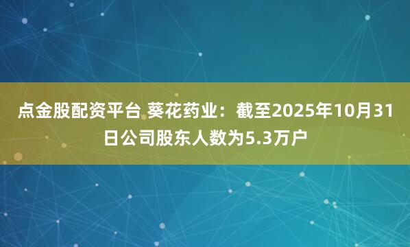点金股配资平台 葵花药业：截至2025年10月31日公司股东人数为5.3万户